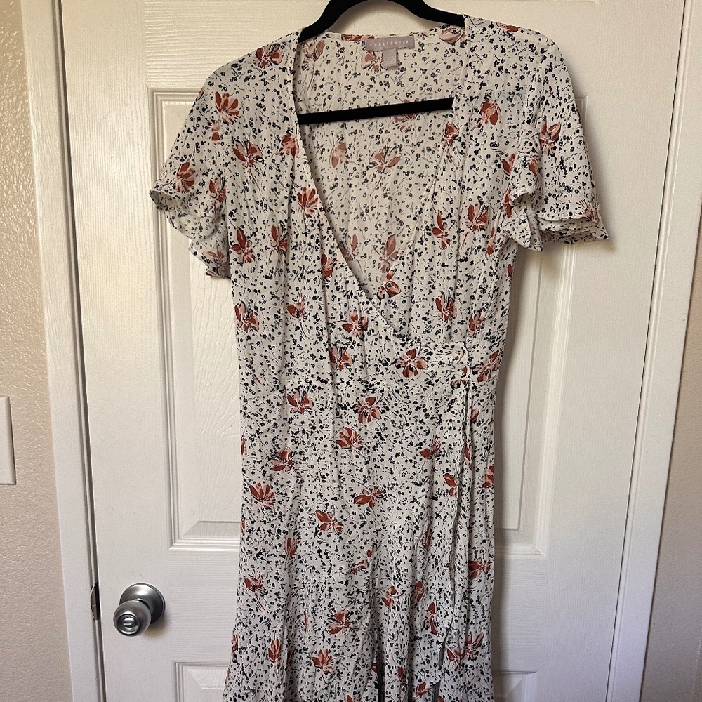 White floral midi dress